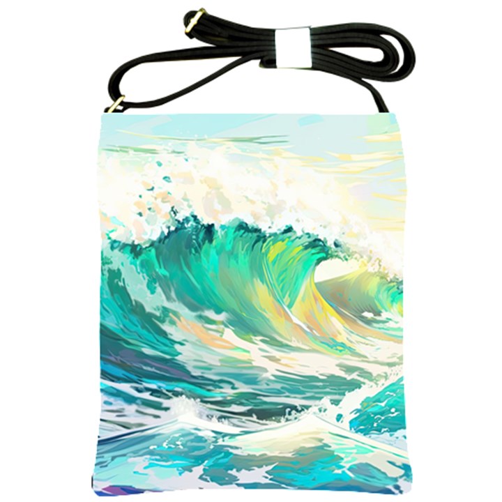 Waves Ocean Sea Tsunami Nautical Painting Shoulder Sling Bag