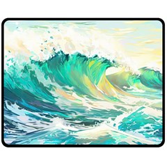 Waves Ocean Sea Tsunami Nautical Painting Fleece Blanket (medium) by uniart180623