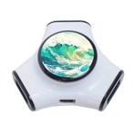 Waves Ocean Sea Tsunami Nautical Painting 3-Port USB Hub Front