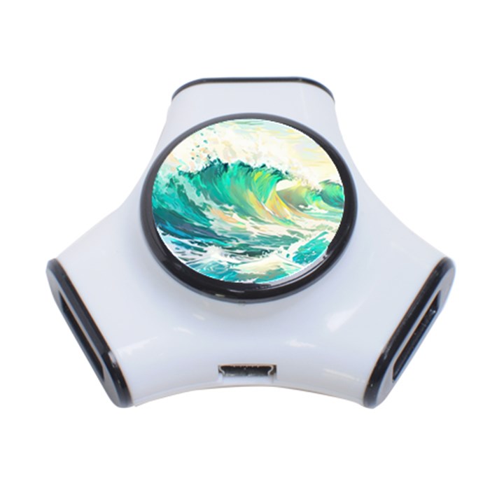 Waves Ocean Sea Tsunami Nautical Painting 3-Port USB Hub