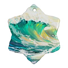 Waves Ocean Sea Tsunami Nautical Painting Snowflake Ornament (two Sides)