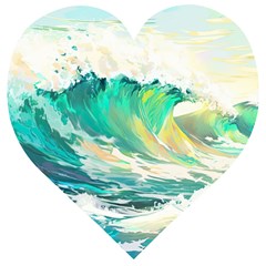 Waves Ocean Sea Tsunami Nautical Painting Wooden Puzzle Heart by uniart180623