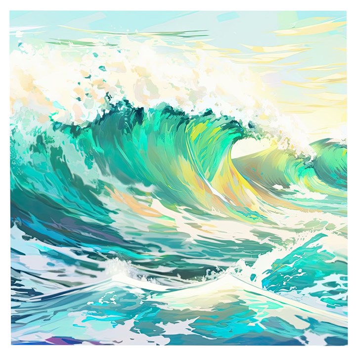 Waves Ocean Sea Tsunami Nautical Painting Wooden Puzzle Square