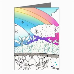 Rainbow Fun Cute Minimal Doodle Drawing Greeting Cards (pkg Of 8) by uniart180623