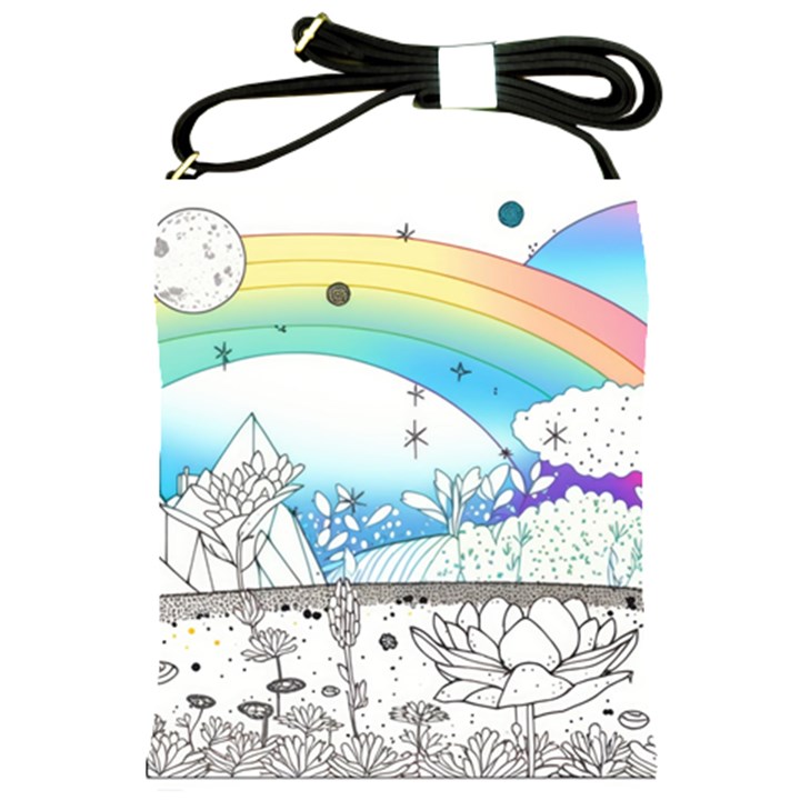 Rainbow Fun Cute Minimal Doodle Drawing Shoulder Sling Bag