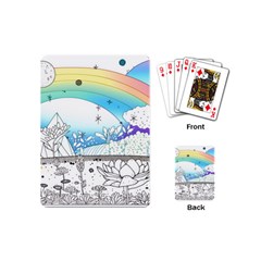 Rainbow Fun Cute Minimal Doodle Drawing Playing Cards Single Design (mini)