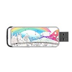 Rainbow Fun Cute Minimal Doodle Drawing Portable USB Flash (One Side) Front