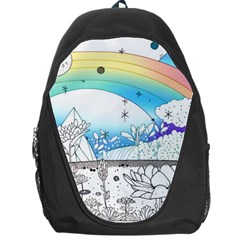 Rainbow Fun Cute Minimal Doodle Drawing Backpack Bag by uniart180623