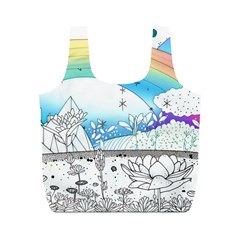 Rainbow Fun Cute Minimal Doodle Drawing Full Print Recycle Bag (m) by uniart180623