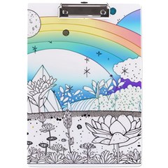 Rainbow Fun Cute Minimal Doodle Drawing A4 Acrylic Clipboard by uniart180623