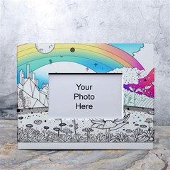 Rainbow Fun Cute Minimal Doodle Drawing White Tabletop Photo Frame 4 x6  by uniart180623