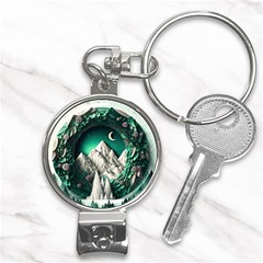 Christmas Wreath Winter Mountains Snow Stars Moon Nail Clippers Key Chain