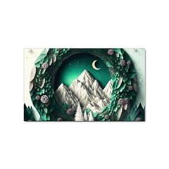 Christmas Wreath Winter Mountains Snow Stars Moon Sticker Rectangular (100 Pack)