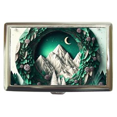 Christmas Wreath Winter Mountains Snow Stars Moon Cigarette Money Case