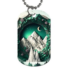 Christmas Wreath Winter Mountains Snow Stars Moon Dog Tag (two Sides)