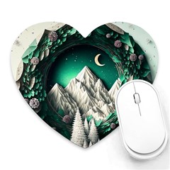 Christmas Wreath Winter Mountains Snow Stars Moon Heart Mousepad