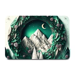 Christmas Wreath Winter Mountains Snow Stars Moon Plate Mats by uniart180623