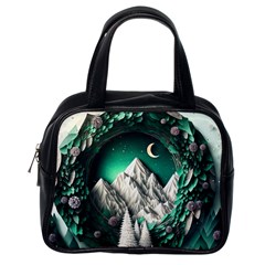 Christmas Wreath Winter Mountains Snow Stars Moon Classic Handbag (one Side)