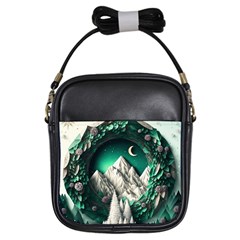 Christmas Wreath Winter Mountains Snow Stars Moon Girls Sling Bag