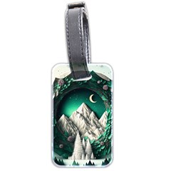 Christmas Wreath Winter Mountains Snow Stars Moon Luggage Tag (two Sides)