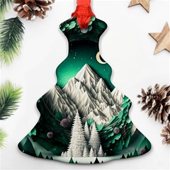 Christmas Wreath Winter Mountains Snow Stars Moon Christmas Tree Ornament (two Sides)