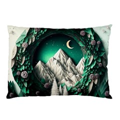 Christmas Wreath Winter Mountains Snow Stars Moon Pillow Case (two Sides) by uniart180623