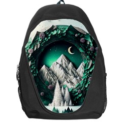 Christmas Wreath Winter Mountains Snow Stars Moon Backpack Bag