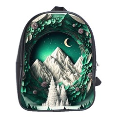 Christmas Wreath Winter Mountains Snow Stars Moon School Bag (xl)