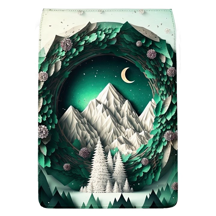 Christmas Wreath Winter Mountains Snow Stars Moon Removable Flap Cover (L)