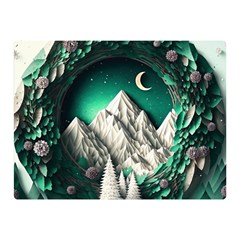 Christmas Wreath Winter Mountains Snow Stars Moon Two Sides Premium Plush Fleece Blanket (mini)