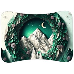 Christmas Wreath Winter Mountains Snow Stars Moon Velour Seat Head Rest Cushion