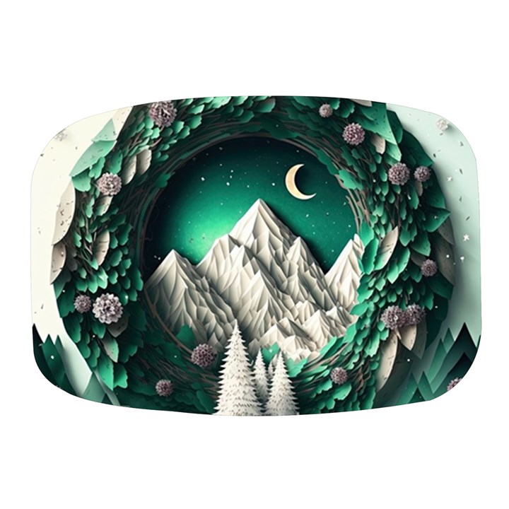 Christmas Wreath Winter Mountains Snow Stars Moon Mini Square Pill Box