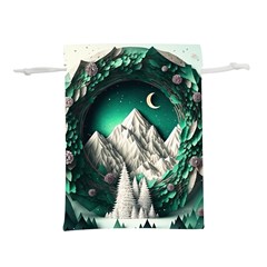 Christmas Wreath Winter Mountains Snow Stars Moon Lightweight Drawstring Pouch (l)