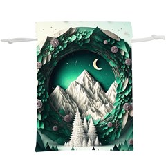 Christmas Wreath Winter Mountains Snow Stars Moon Lightweight Drawstring Pouch (xl)