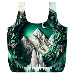 Christmas Wreath Winter Mountains Snow Stars Moon Full Print Recycle Bag (xxxl) by uniart180623