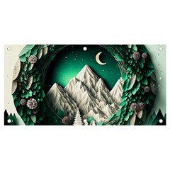 Christmas Wreath Winter Mountains Snow Stars Moon Banner And Sign 4  X 2 