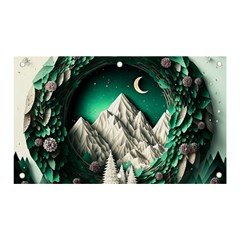 Christmas Wreath Winter Mountains Snow Stars Moon Banner And Sign 5  X 3 