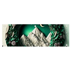 Christmas Wreath Winter Mountains Snow Stars Moon Banner And Sign 6  X 2 