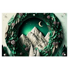 Christmas Wreath Winter Mountains Snow Stars Moon Banner And Sign 6  X 4 