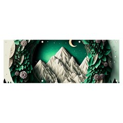 Christmas Wreath Winter Mountains Snow Stars Moon Banner And Sign 8  X 3 