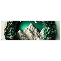 Christmas Wreath Winter Mountains Snow Stars Moon Banner And Sign 9  X 3 