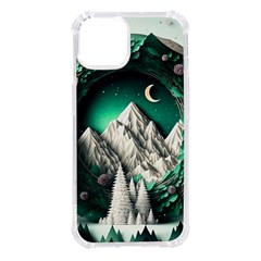 Christmas Wreath Winter Mountains Snow Stars Moon Iphone 14 Tpu Uv Print Case