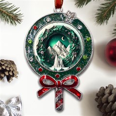 Christmas Wreath Winter Mountains Snow Stars Moon Metal X mas Lollipop With Crystal Ornament