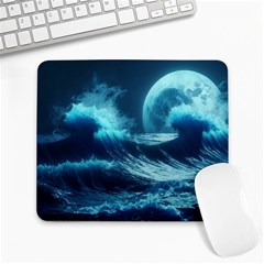 Moonlight High Tide Storm Tsunami Waves Ocean Sea Large Mousepad by uniart180623