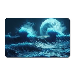 Moonlight High Tide Storm Tsunami Waves Ocean Sea Magnet (rectangular) by uniart180623