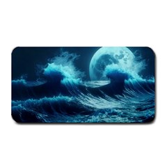 Moonlight High Tide Storm Tsunami Waves Ocean Sea Medium Bar Mat by uniart180623