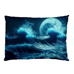 Moonlight High Tide Storm Tsunami Waves Ocean Sea Pillow Case