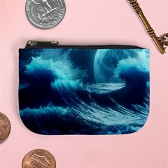 Moonlight High Tide Storm Tsunami Waves Ocean Sea Mini Coin Purse by uniart180623