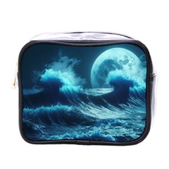 Moonlight High Tide Storm Tsunami Waves Ocean Sea Mini Toiletries Bag (one Side) by uniart180623