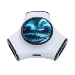 Moonlight High Tide Storm Tsunami Waves Ocean Sea 3-port Usb Hub by uniart180623